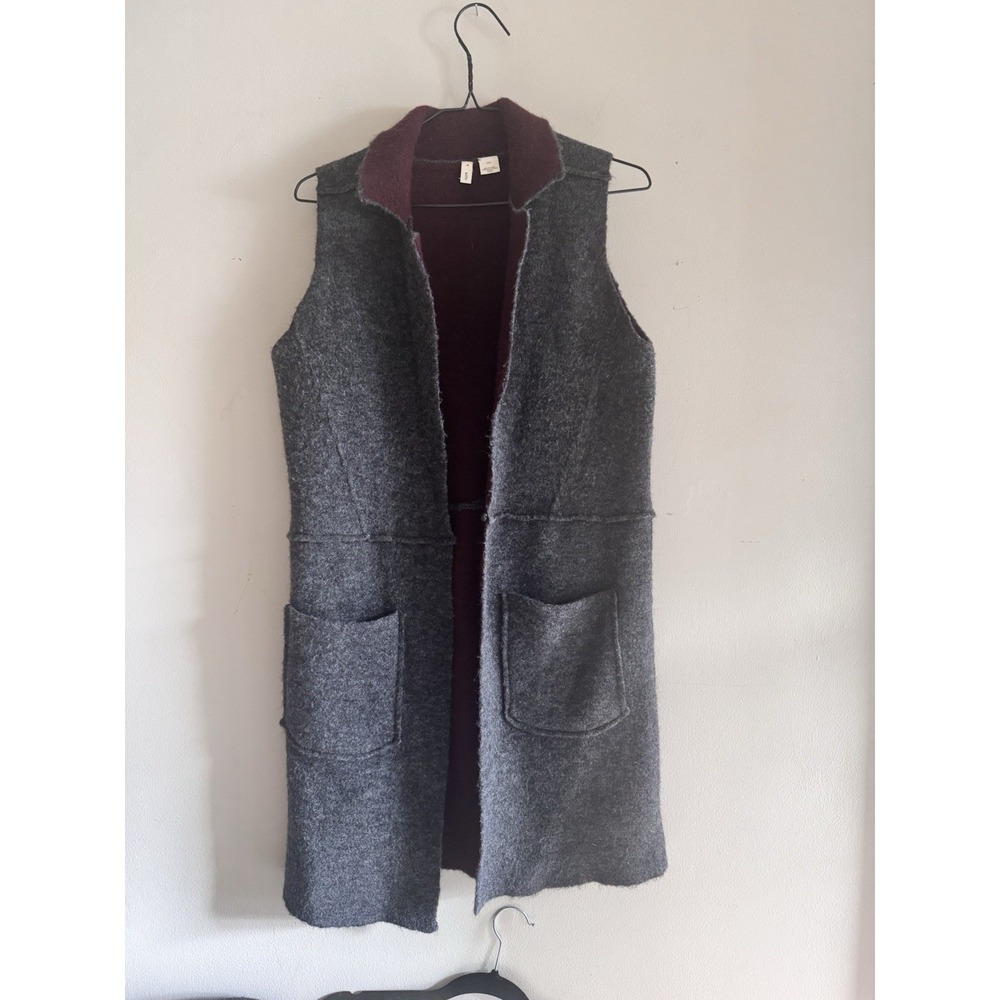 Moth Anthropologie Gray Wool Long  Cardigan Sweater, Pockets Size XS/Small
